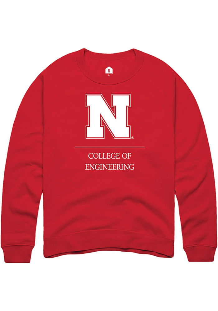 Nebraska Cornhuskers Mens Red College of Engineering Long Sleeve Crew Sweatshirt