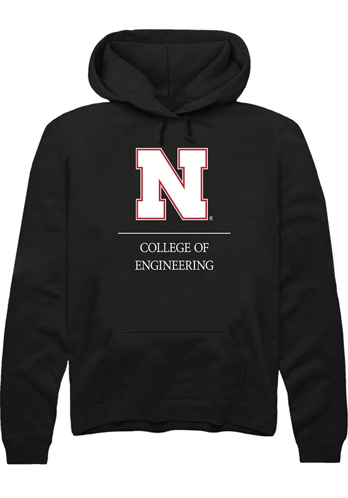 Nebraska Cornhuskers Mens Black College of Engineering Long Sleeve Hoodie