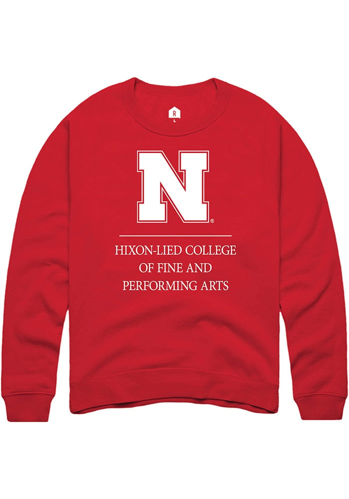 Nebraska Cornhuskers Mens Red Hixon-Lied College of Fine and Performing Arts Long Sleeve Crew Sweatshirt