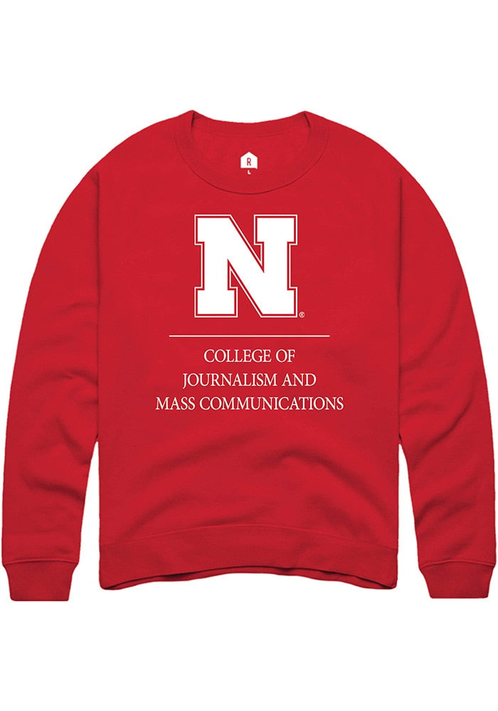 Nebraska Cornhuskers Mens Red College of Journalism and Mass Communications Long Sleeve Crew Sweatshirt
