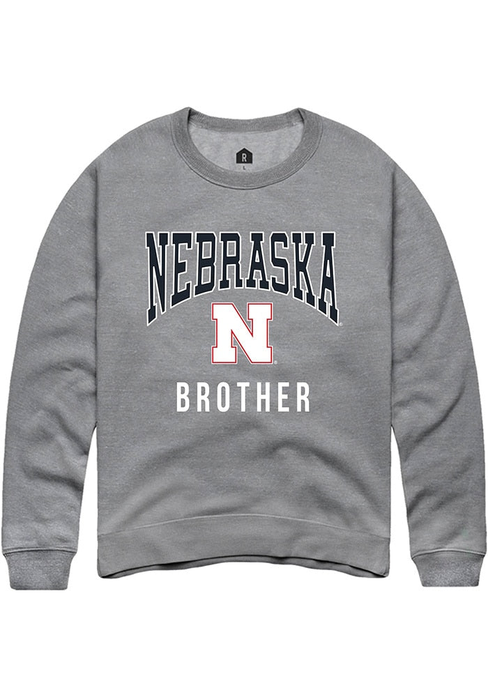 Nebraska Cornhuskers Mens Grey Brother Long Sleeve Crew Sweatshirt