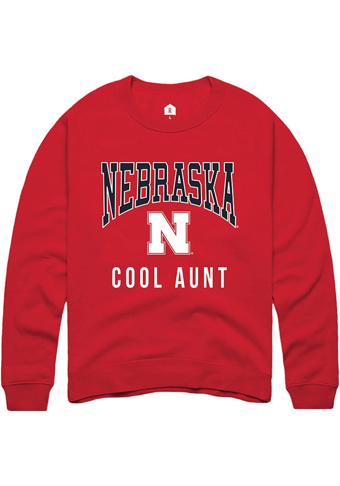 Nebraska Cornhuskers Mens Red Cool Aunt Long Sleeve Crew Sweatshirt