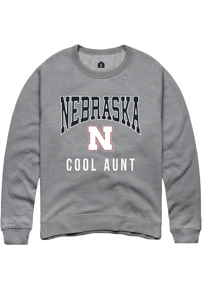 Nebraska Cornhuskers Mens Grey Cool Aunt Long Sleeve Crew Sweatshirt