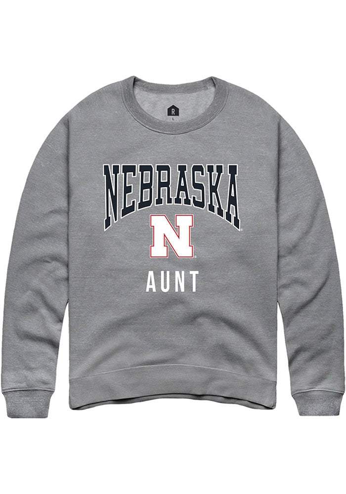 Nebraska Cornhuskers Mens Grey Aunt Long Sleeve Crew Sweatshirt