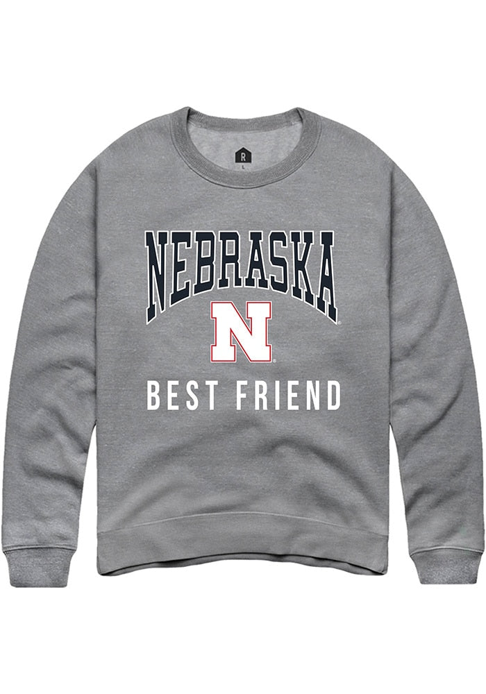 Nebraska Cornhuskers Mens Grey Best Friend Long Sleeve Crew Sweatshirt