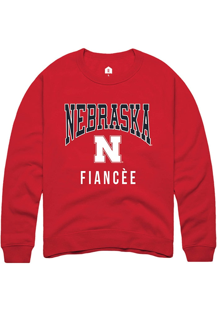 Nebraska Cornhuskers Mens Red Fiancée Long Sleeve Crew Sweatshirt