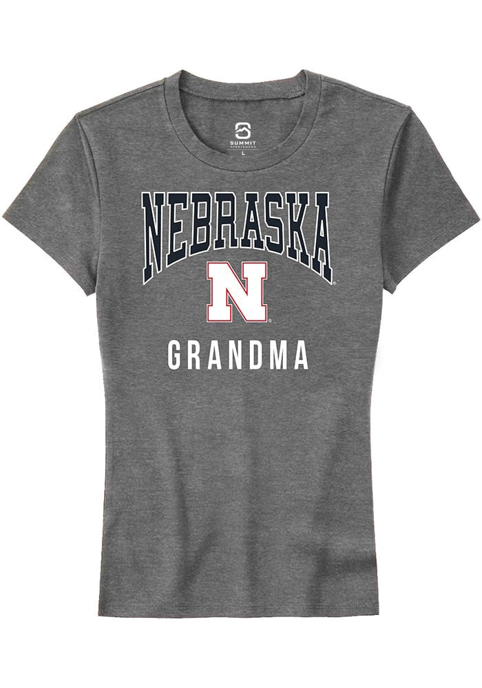 Nebraska Cornhuskers Womens Grey Grandma Short Sleeve T-Shirt