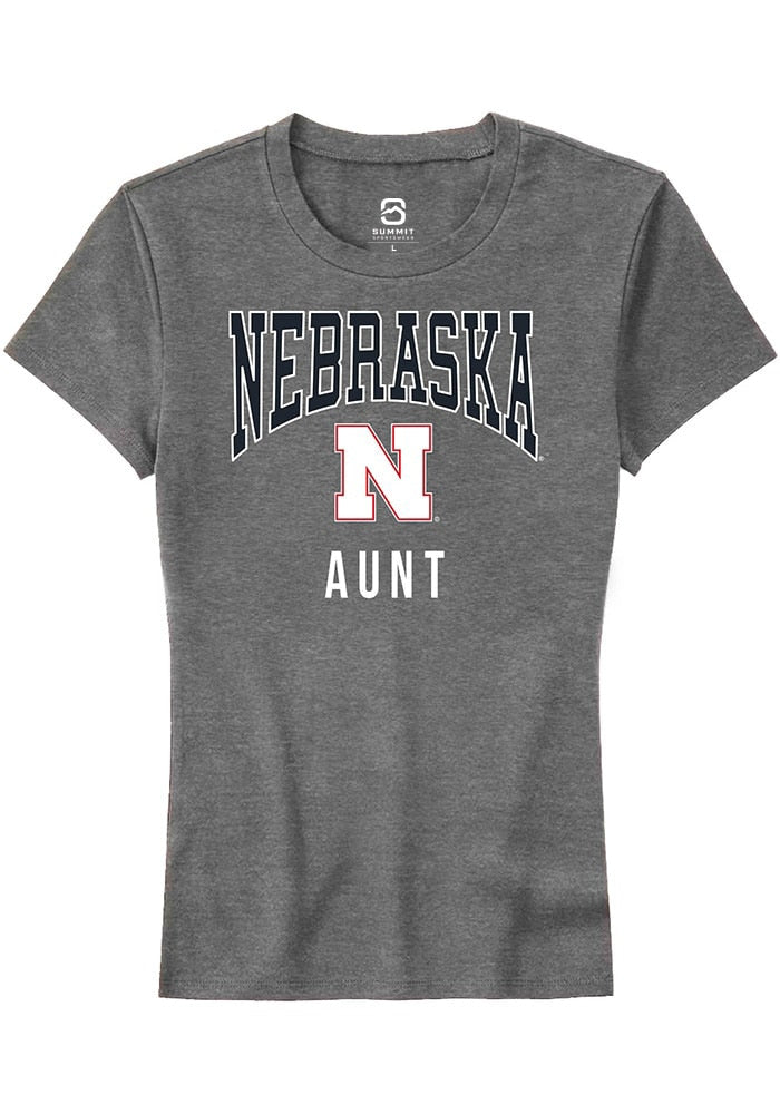 Nebraska Cornhuskers Womens Grey Aunt Short Sleeve T-Shirt
