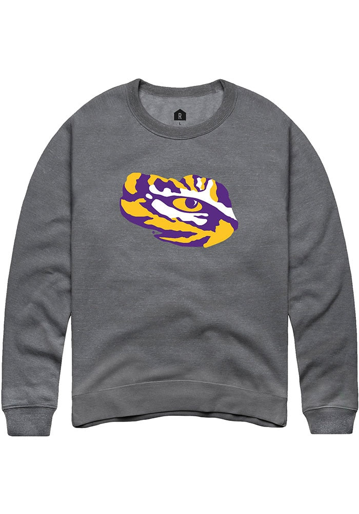 LSU Tigers Mens Grey Eye Alt Logo Long Sleeve Crew Sweatshirt