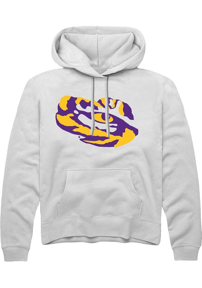 LSU Tigers Mens White Eye Alt Logo Long Sleeve Hoodie