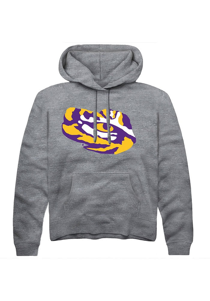 LSU Tigers Mens Grey Eye Alt Logo Long Sleeve Hoodie
