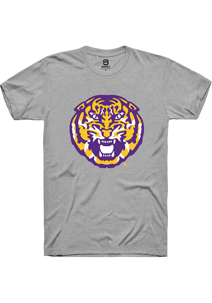 LSU Tigers Grey Mascot Alt Logo Short Sleeve T-Shirt