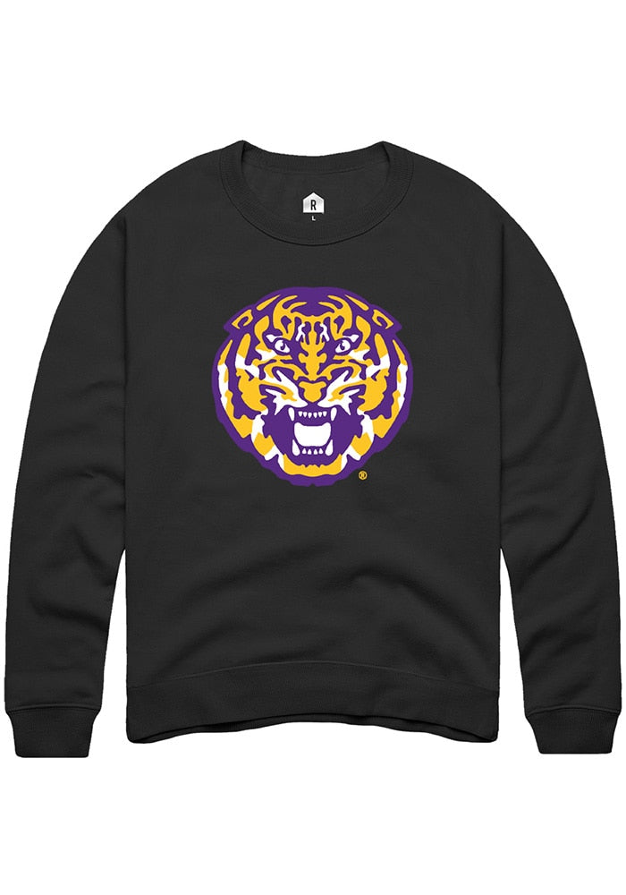 LSU Tigers Mens Black Alt Logo Long Sleeve Crew Sweatshirt