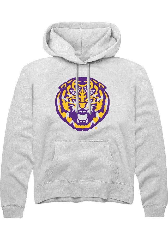 LSU Tigers Mens White Alt Logo Long Sleeve Hoodie