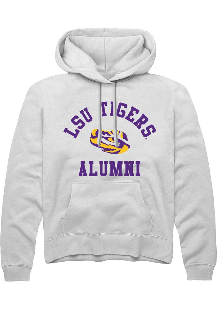 LSU Tigers Mens White Alumni Arch Long Sleeve Hoodie