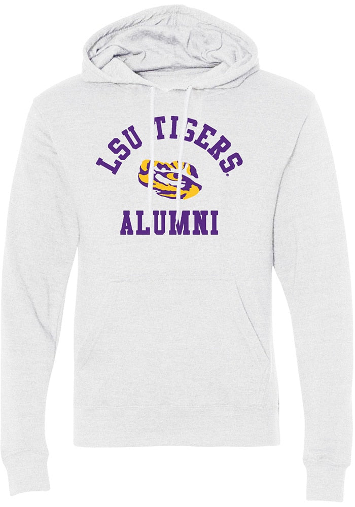 LSU Tigers Mens Ash Alumni Arch Long Sleeve Hoodie