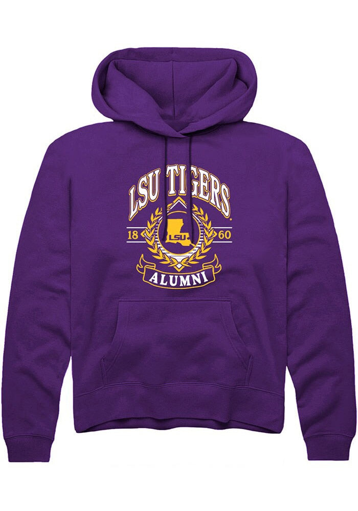 LSU Tigers Mens Purple Alumni Wreath Long Sleeve Hoodie