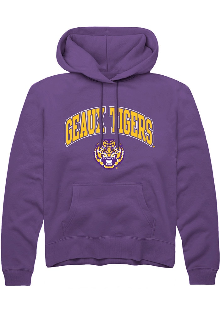 LSU Tigers Mens Purple Arch Logo Long Sleeve Hoodie