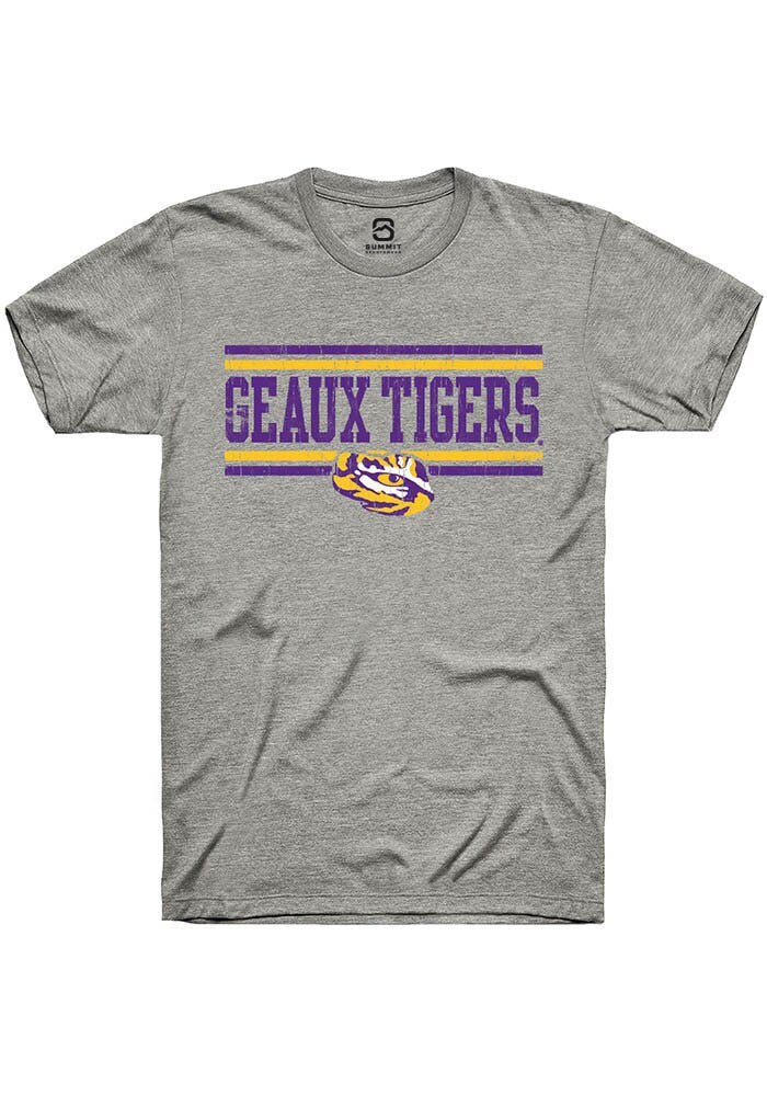 LSU Tigers Grey Chant Bars Short Sleeve T-Shirt
