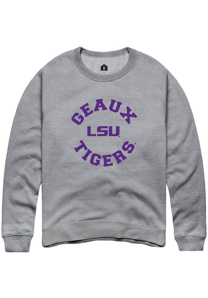 LSU Tigers Mens Grey Circle Long Sleeve Crew Sweatshirt