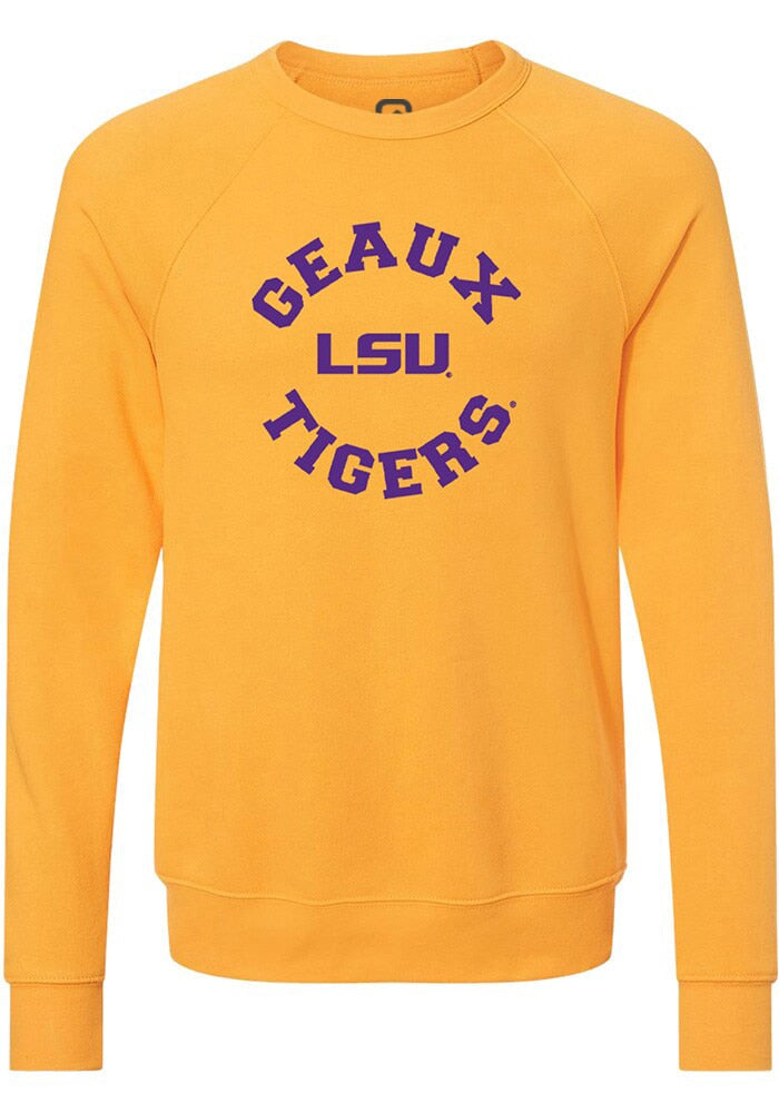LSU Tigers Mens Gold Circle Long Sleeve Crew Sweatshirt