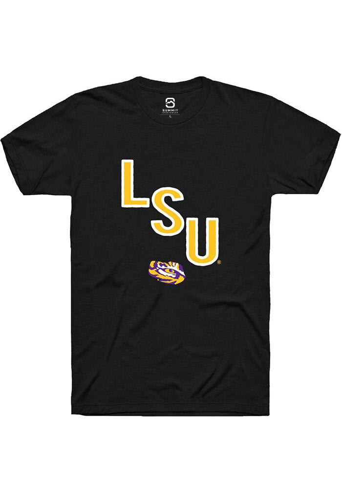 LSU Tigers Black Diagonal Short Sleeve T-Shirt