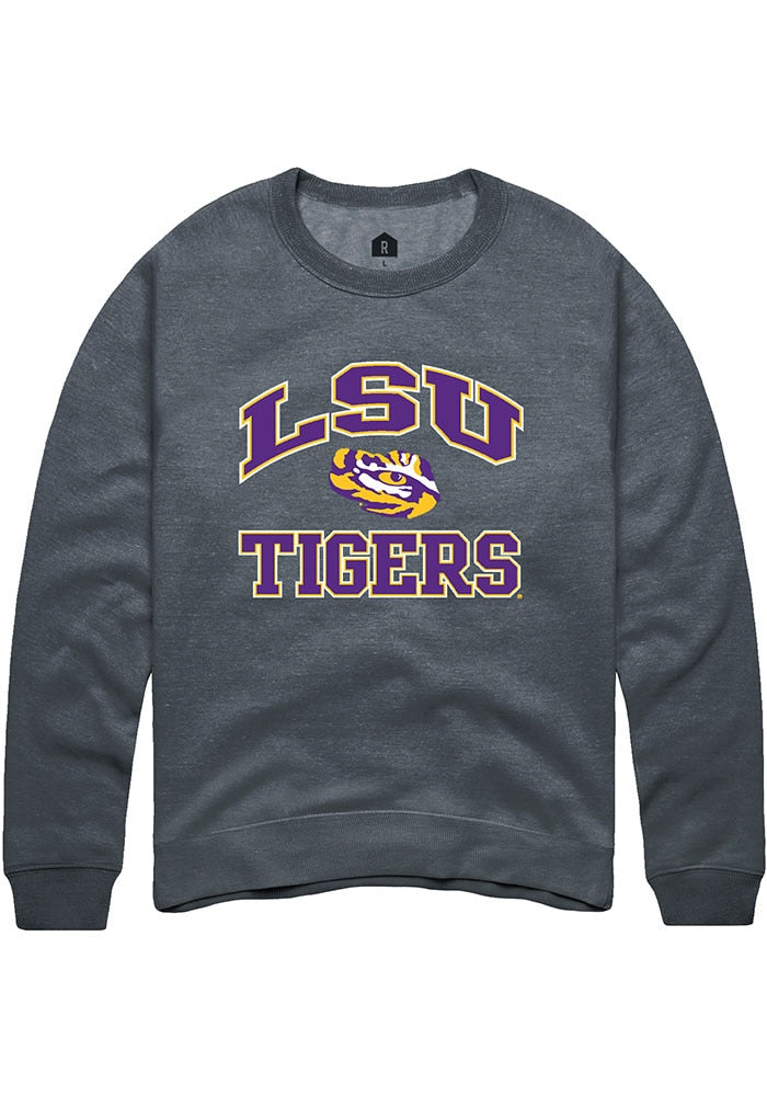 LSU Tigers Mens Charcoal No 1 Neutral Long Sleeve Crew Sweatshirt