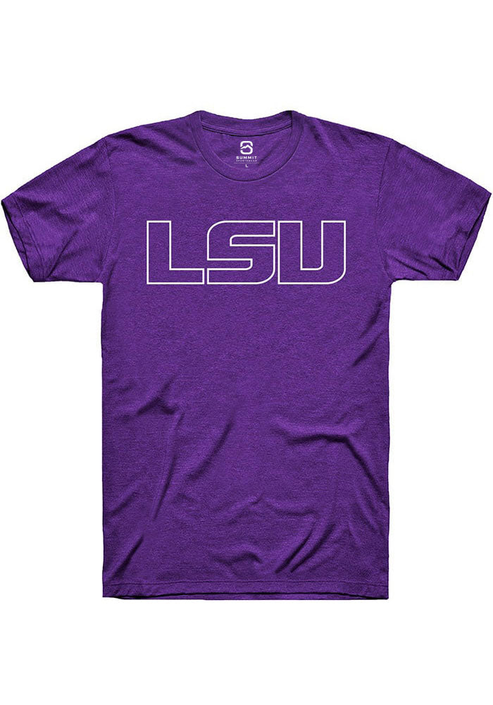 LSU Tigers Purple Outlined Primary Logo Short Sleeve T-Shirt
