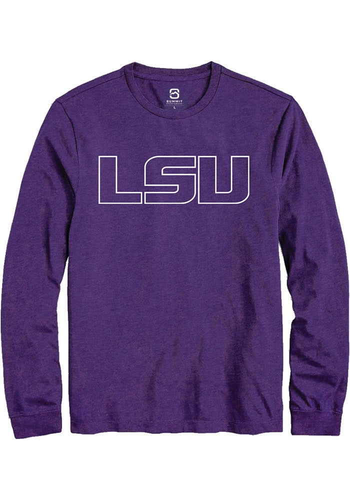 LSU Tigers Purple Outlined Primary Logo Long Sleeve T-Shirt