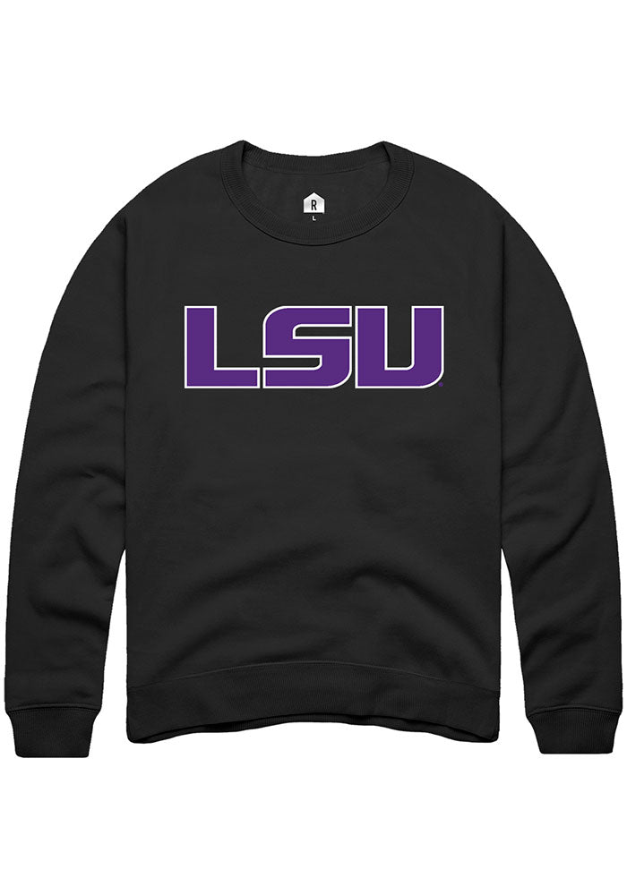 LSU Tigers Mens Black Primary Logo Long Sleeve Crew Sweatshirt