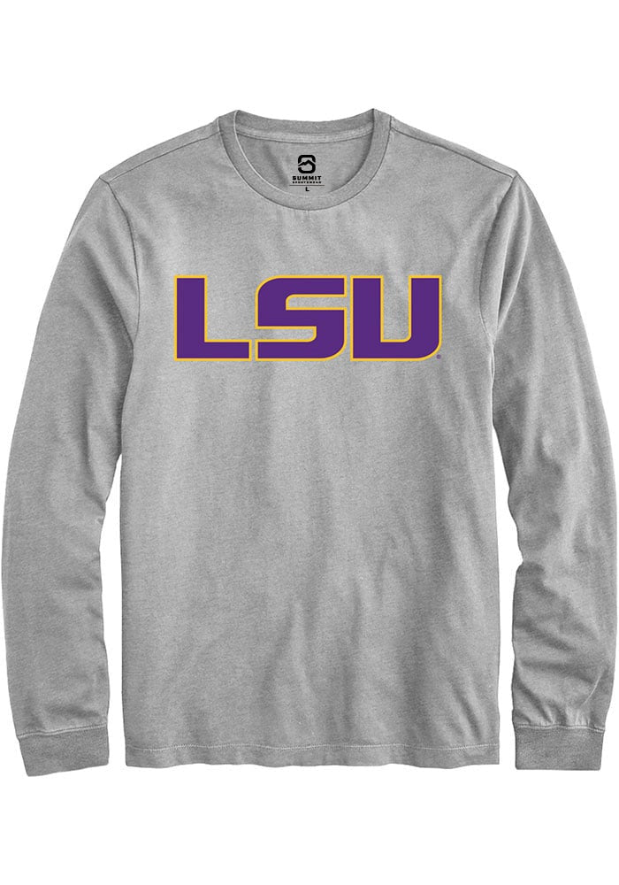 LSU Tigers Grey Bold Primary Logo Long Sleeve T-Shirt