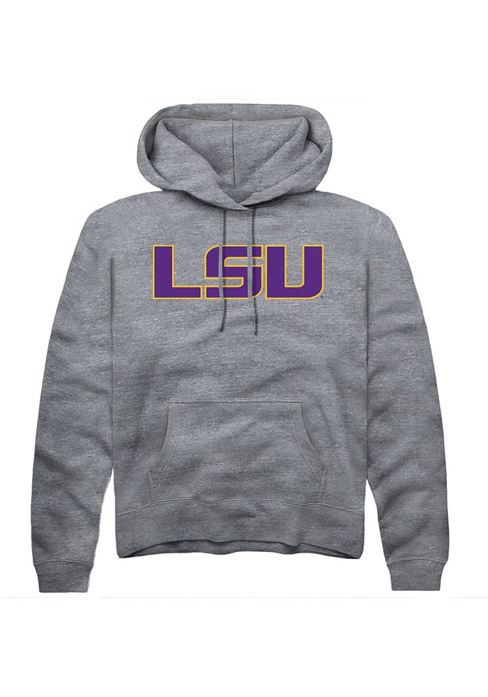 LSU Tigers Mens Grey Primary Logo Long Sleeve Hoodie