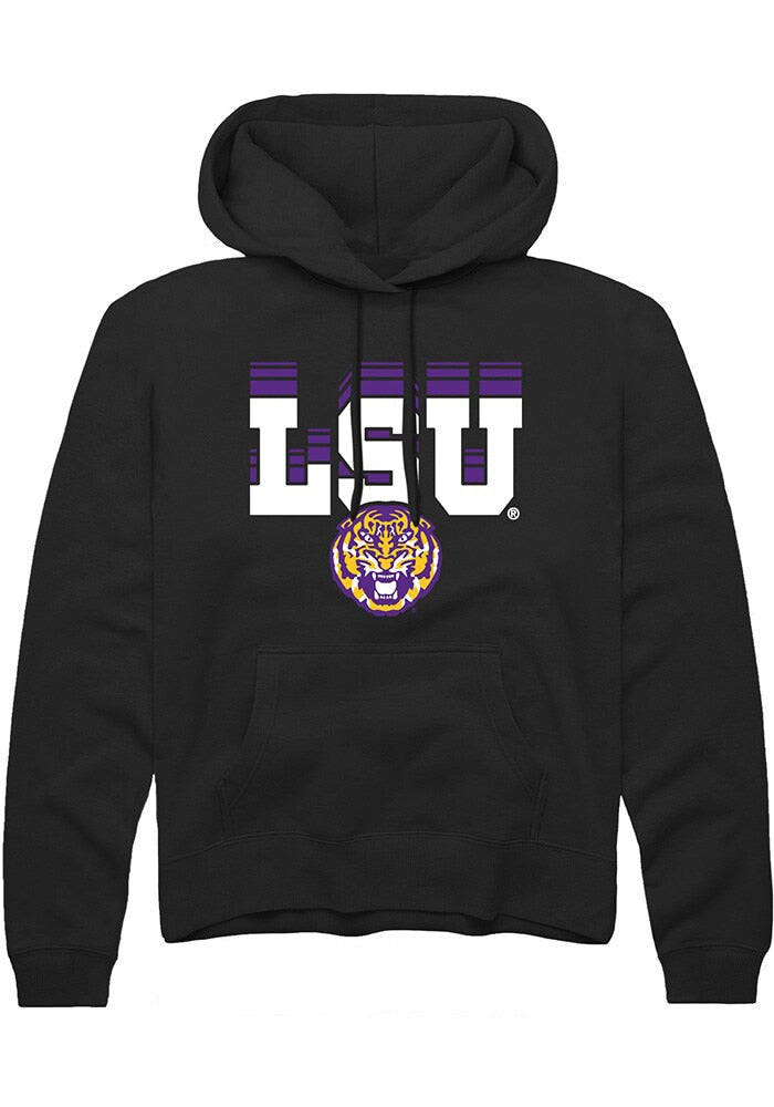 LSU Tigers Mens Black Repeat Long Sleeve Hoodie