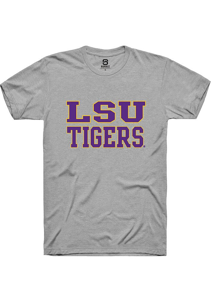 LSU Tigers Grey Straight Block Short Sleeve T-Shirt
