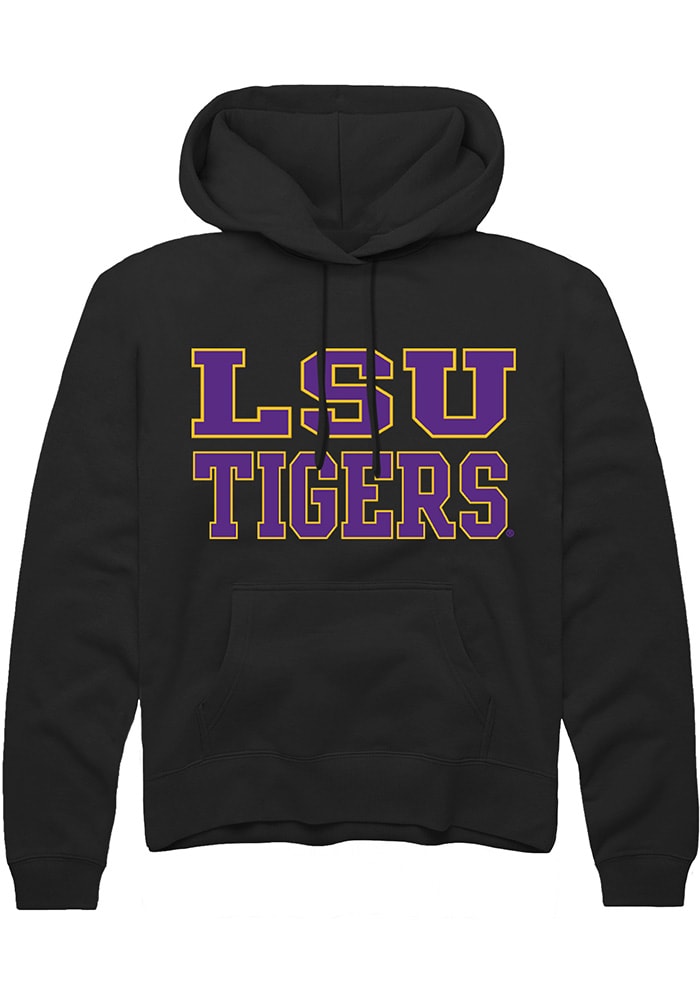 LSU Tigers Mens Black Straight Block Long Sleeve Hoodie
