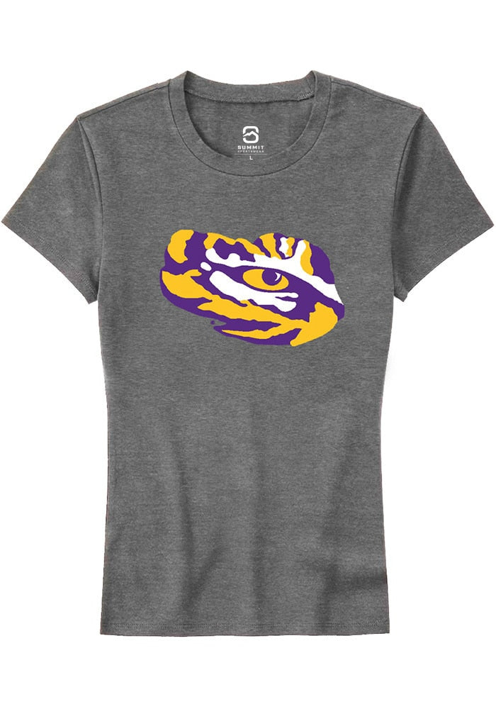 LSU Tigers Womens Grey Alt Logo Style Short Sleeve T-Shirt