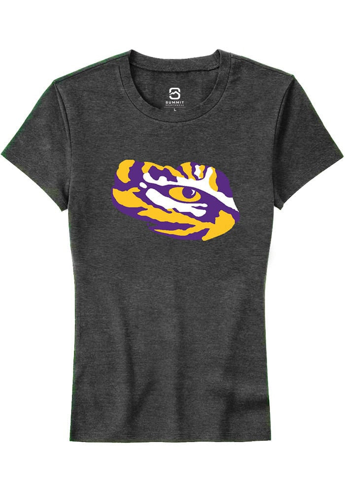 LSU Tigers Womens Charcoal Alt Logo Short Sleeve T-Shirt