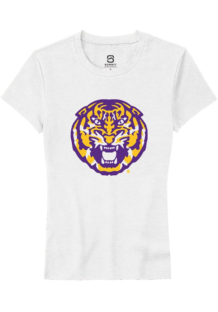 LSU Tigers Womens White Alt Logo Design Short Sleeve T-Shirt