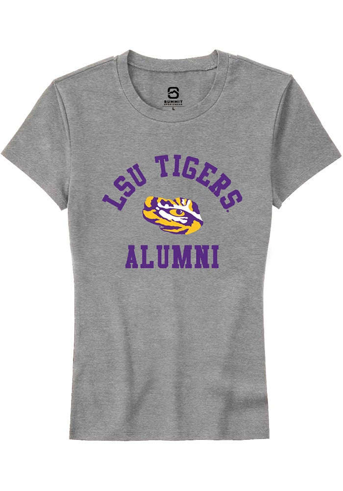 LSU Tigers Womens Grey Alumni Arch Short Sleeve T-Shirt