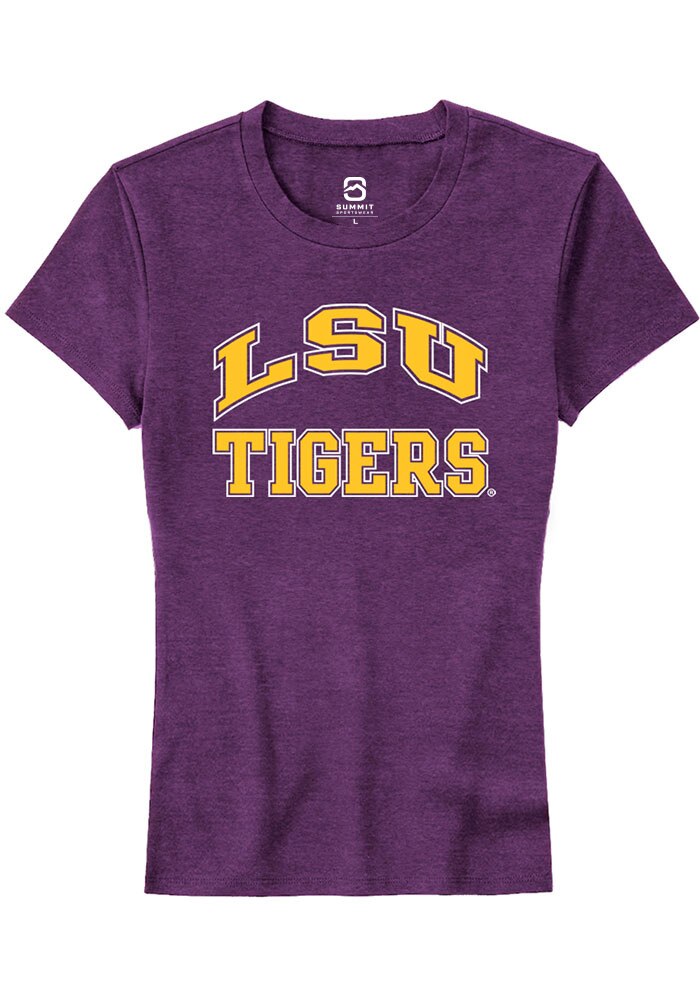LSU Tigers Womens Purple Arch Stack Short Sleeve T-Shirt