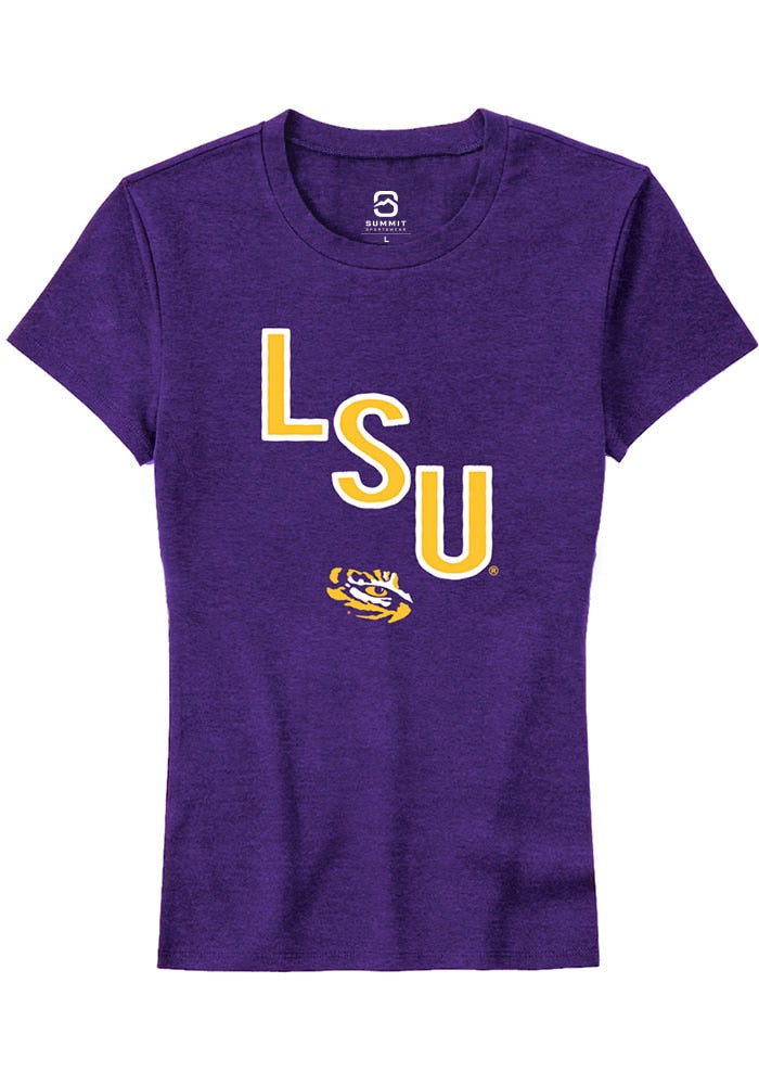 LSU Tigers Womens Purple Diagonal Short Sleeve T-Shirt