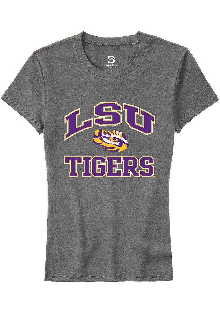 LSU Tigers Womens Grey No 1 Neutral Short Sleeve T-Shirt