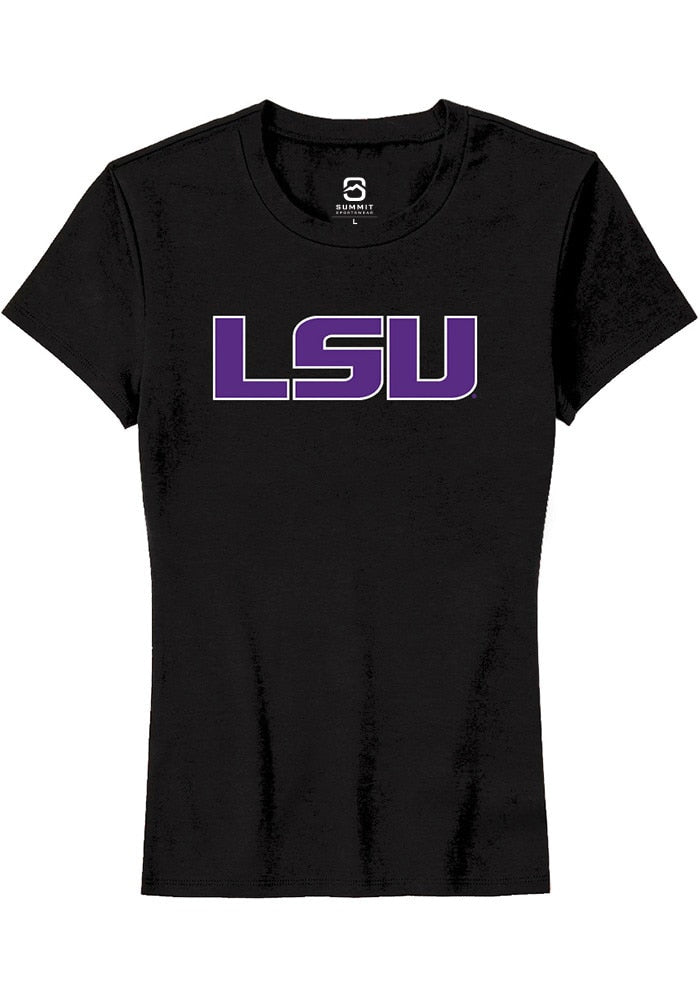 LSU Tigers Womens Black Primary Logo Short Sleeve T-Shirt