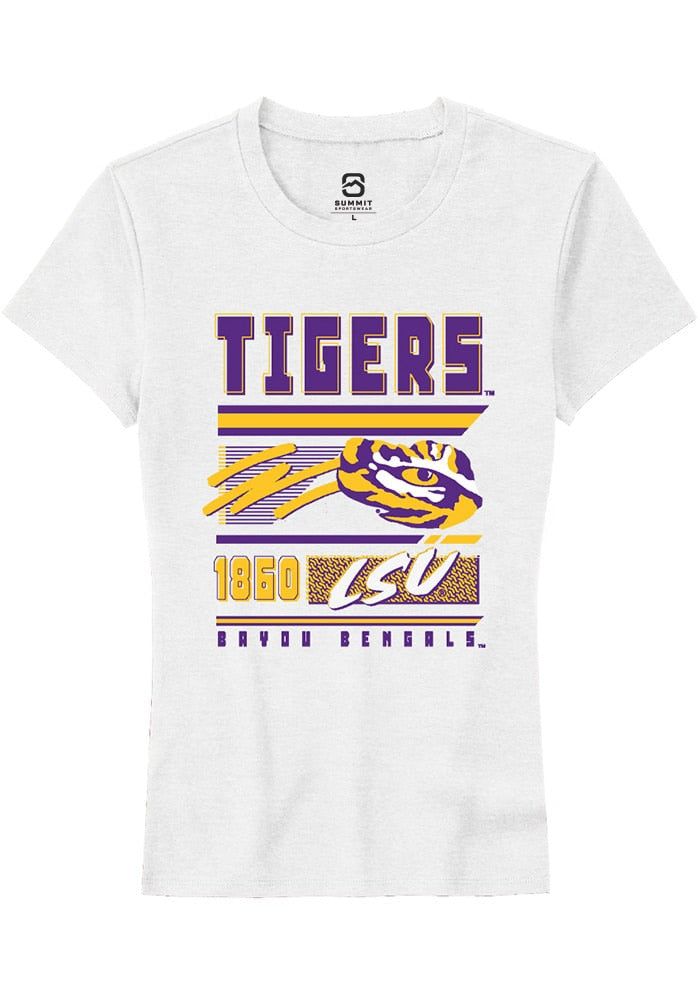 LSU Tigers Womens White Retro Short Sleeve T-Shirt