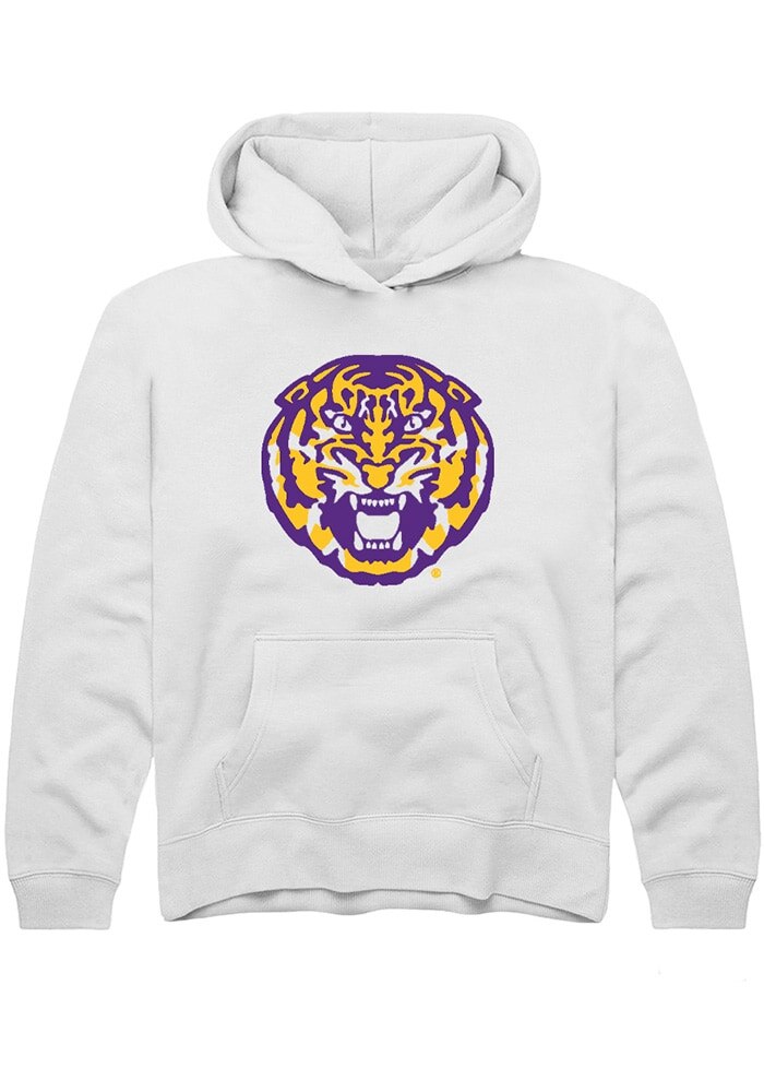 LSU Tigers Youth White Alternate Design Long Sleeve Hoodie