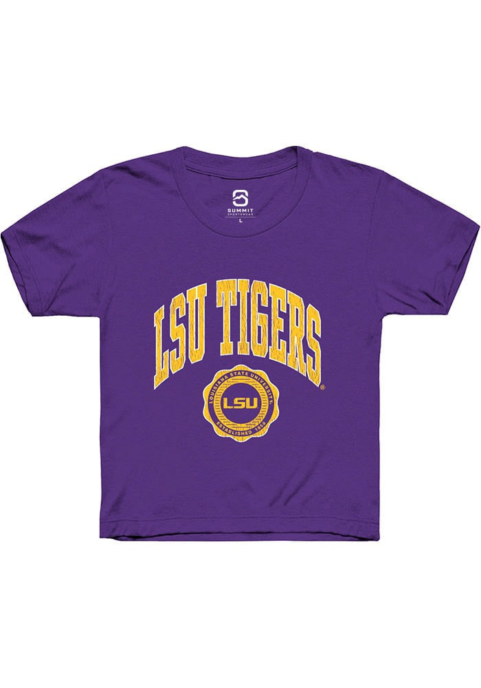 LSU Tigers Youth Purple Arch Seal Short Sleeve T-Shirt