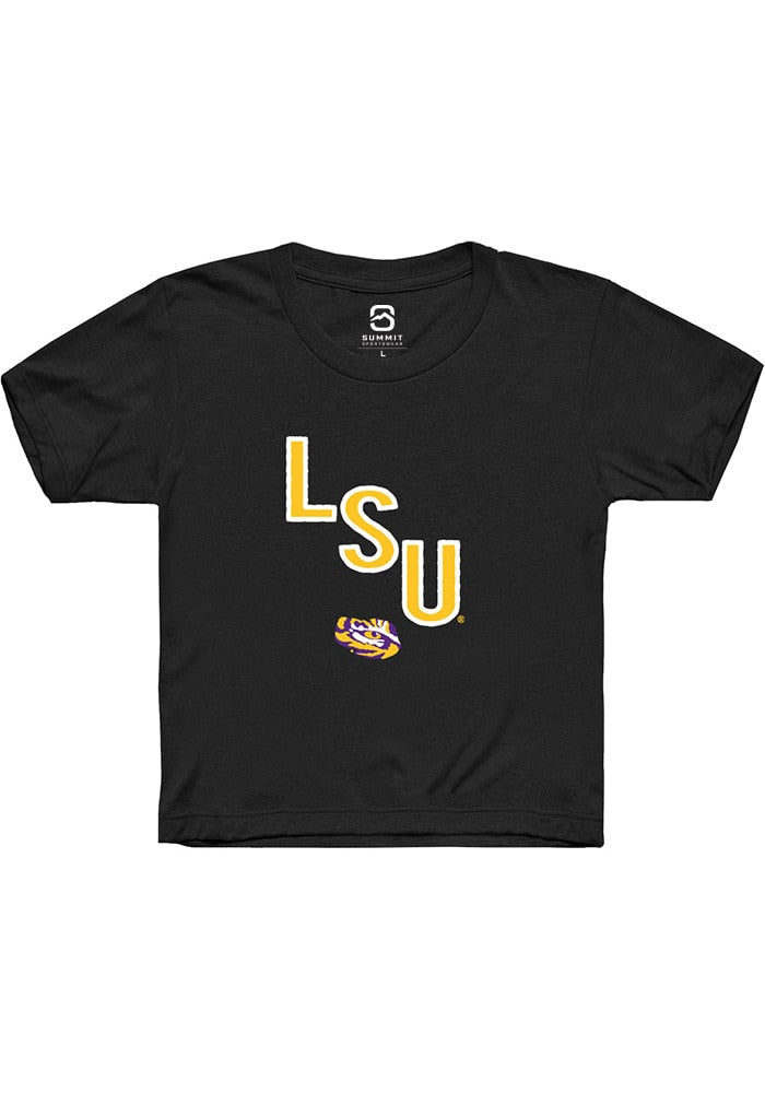 LSU Tigers Youth Black Diagonal Short Sleeve T-Shirt