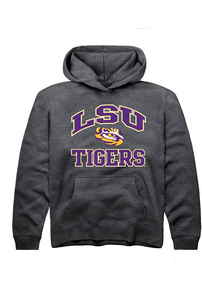 LSU Tigers Youth Charcoal No 1 Neutral Long Sleeve Hoodie