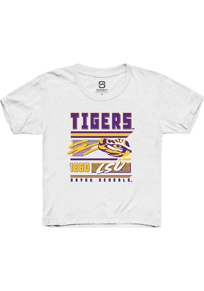 LSU Tigers Youth White Retro Short Sleeve T-Shirt