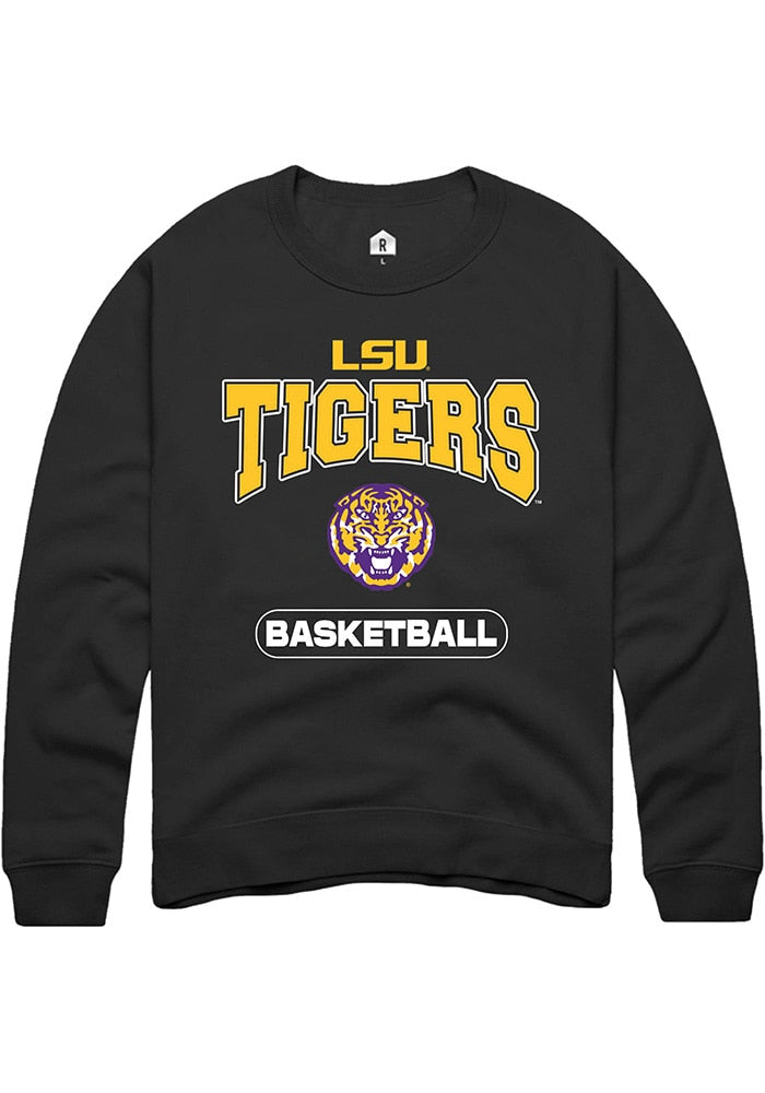 LSU Tigers Mens Black Basketball Long Sleeve Crew Sweatshirt